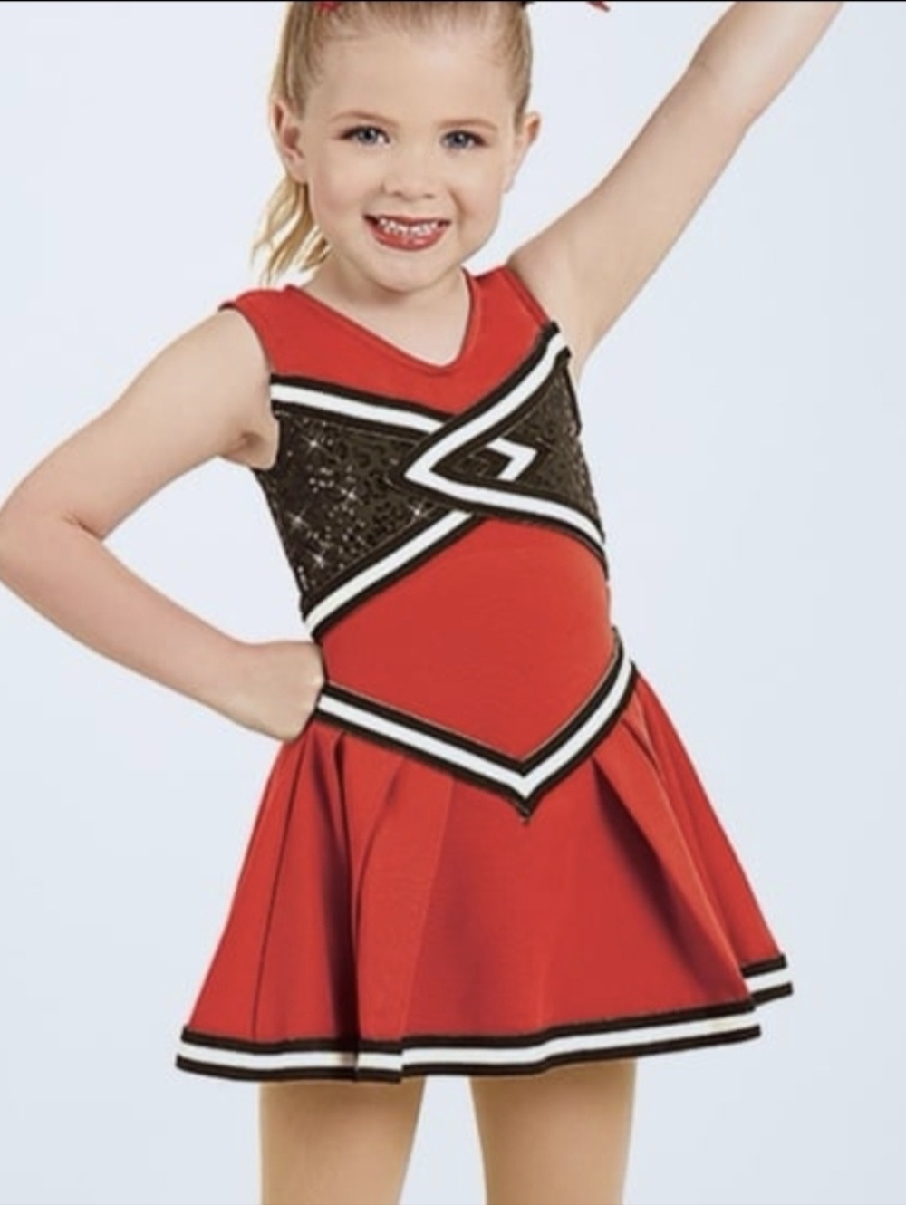 Weissman Legendary Red Black White Sequin Cheerleader Dance Costume MC 11023